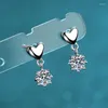 Stud￶rh￤ngen passerade diamanttest utm￤rkt moissanit ￶ron studs hj￤rtform 925 sterling silver arring p￤rla kvinnor mode s￶t smycken g￥va