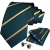 Bow Ties Green Gold Men Men's Silk 8cm Business Business Party Necktie Pocket Square Cufflinks Men Gift Gravatas Dibangu