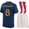 Vuxen kit franska fra nce fotbollströjor sätter 2022 2023 Benzema Mbappe Griezmann 22 23 Pogba Giroud Kante Maillot de Foot Equipe Maillots Francia Football Shirt