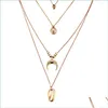 Pendant Necklaces Moon Shell Necklace Chokers Gold Chains Mtilayer Stackable Necklaces Women Hip Hop Fashion Jewelry Drop Delivery Pe Dhuu9