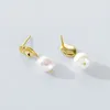 Stud Earrings HI MAN 925 Sterling Silver Plated 14K Gold Japan Natural Freshwater Pearl Women High Quality Jewelry