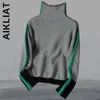 Женские свитера Aikliat Turtleneck вязаные женщины теплые шикарные корейские дамы пуловер сладкая одежда 221118