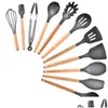 Приготовленная посуда 9/11/12PCS SILE COUSTERSIONS SET STICK SPATA SHOVEL Деревянная ручка с склад