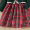 Sukienki dla dziewcząt Kids Plaid Long Rleeve Sets na jesień maluchów swobodny koronkowy dzianin