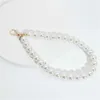 1PC Cell Phone Straps Charms White Pearl Beaded Cord Link Chain Mobile Strap Lanyard Hanging String Rope Wristband