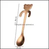 Spoons Cartoon Bear Handle Spoon Stainless Steel Hanging Coffee Mixing Spoons Home Kitchen Dining Flatware Drop Delivery Garden Bar Dhypw