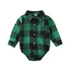 Rompers 024M born Baby Boys Girls Christmas Plaid Romper Jumpsuit Xmas Clothes Outfits 221117