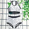 Sexy Designer Split Swimsuit Textile Solid Color Sports Swimwear High Waist Ladies Bathing Suit Summer Sling Swimming White Black 166f