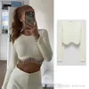 Neues Damen-T-Shirt mit Quaste, sexy, schlankes Bodybutton-Top mit freiliegendem Diamant, 2022 Herbst