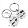 Key Rings Papa Mama Bear Key Ring Stainless Steel Animal Pattern Keychain Holders Hangs Fashion Jewelry Drop Delivery Dhz6E