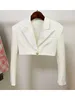 Ternos femininos Blazers High Street Est Designer de cetim de colarinho único Casaco de corte de botão único 221117