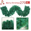 Fiori decorativi ghirlande decorazioni natalizie 2,7 m per anno di ghirlanda verde ghirlanda di Natale party pine dell'albero rattan appeso ornamenti 221118