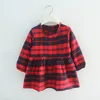 Robes de petite fille jupes à plaid à manches longues printemps