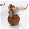 Cat Toys Cute Soft Cat Plush Ball With Feathers Mint Interactive Practical Cats Playing Toys Non Toxic Pet Supplies Easy Carry 1 5Wt Dh7Ub