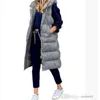 Hiver femmes sweats à capuche Long coton gilet chemisier lâche chaud décontracté à la mode simple boutonnage fermeture éclair sans manches manteaux