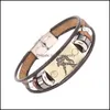 Braccialetti con ciondoli 12 Constell Horscope Bracciale con ciondoli Tag identificativo Pelle Mtilayer Braccialetti avvolgenti Bracciale rigido Gioielli di moda Regalo Goccia Deli Dhxi1