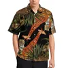 Chemises décontractées pour hommes imprimé girafe chemise hawaïenne mâle marron chemisiers en peau d'animal à manches courtes rétro surdimensionné