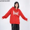 Kadın Ceketleri Y2K Zip-up Hoodie Kadınlar Kawaii Şeytan Boynuz Kuyruk Hiphop Sokak Giyim Grafik Baskı Sweatshirt Harajuku Sonbahar Punk E-Girl Out Giyim T221105