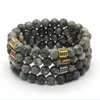 Braccialetti con ciondoli all'ingrosso 10 pezzi / lotto 8 mm diaspro grigio marmo pietra perline con micro intarsio rec zircone nero bracciali cz regalo goccia deli dhsfu