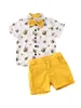 Kledingsets 1-6y Summer Gentleman Infant Baby Boys Kleding Animal Print Short Sleeve T Shirts Tops Shorts 2pcs Gentle Set