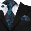 Noeuds papillon hommes imprimés floraux bleus Jacquard tissé soie cravates Hanky boutons de manchette pour mariage d'affaires formel en vente C-612