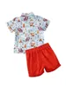 Kledingsets 1-6y Summer Gentleman Infant Baby Boys Kleding Animal Print Short Sleeve T Shirts Tops Shorts 2pcs Gentle Set