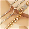 Anklets Crystal Iced Cubaanse keten Anklet Bracelet Sier Gold Mtilayer voet Tennis armbanden voor vrouwen Summer Fashion Jewelry Drop D DHGU6