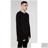 Men'S T-Shirts High Street Mens T Shirt Extended Tshirts Men Clothing Curved Hem Long Line Tops Tees Hip Hop Urban Blank Shirts Drop Dhrvk