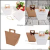 Gift Wrap Gift Packing Handbag Gilding Kraft Paper Souvenir Bags Solid Color Per Jewelry Bag With Bow Brown White Arrival 0 72Hb F2 Dh7F9