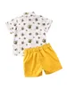 Kledingsets 1-6y Summer Gentleman Infant Baby Boys Kleding Animal Print Short Sleeve T Shirts Tops Shorts 2pcs Gentle Set