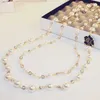 bijoux de créateur de luxe femmes collier gris blanc collier de perles avec des fleurs double chandail chaînes élégants longs colliers pour