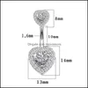 Body Arts Wholesale 50st/Lot Double Heart Shaped Belly Button Rings Titanium Steel CZ Navel skivstång för salong och piercingtillbehör DHY3V