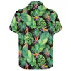 Casual shirts voor heren Jungle Tropical Leaf Bird Print Hawaiiaans shirt korte mouwen trendy blouses man groot formaat