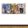 3 Paneler Banksy Collage Graffiti Art Chaplin Modern Canvas Oil Målning Tryck Väggkonstdekor för vardagsrumsdekoration inramad U4037251