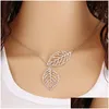 Подвесные ожерелья два листья подвесной колье Sier Gold Hollow Leaf Clavicle Chep Cheap