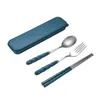 Flatvaruupps￤ttningar rostfritt st￥l Portabelt Student Tabeller Utomhus Travel Lunch Box Three-Piece Spoon Fork Chopsticks Set Adult Gift Cutler