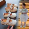 Sneakers Girl's Princess Shoes Children's Fashion Bow Leather Kids Shoe Baby Girls Party Student Flat E584 221117