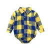 Rompers 0-24M born Baby Boys Girls Christmas Plaid Romper Jumpsuit Xmas Clothes Outfits 221117