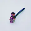 pipes smoke accessory Electroplating rainbow color skull head hand pipe wholesale screw removable assembled cross-border metal pipe clean