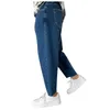 Herenbroek heren mode casual denim solide rechte tassel broek poot rits pocket jeans streetwear broek