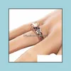 Cluster Rings Embossment Flower Diamond Ring Contrast Color Engagement Wedding Women Rings Fashion Jewelry Gift Drop Delivery Dh8Da