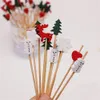 Factory Bar Tools 100 Pieces Christmas Cocktail Picks Assorted Handmade Santa Claus Snowflake Snowman Fruits Bamboo Toothpicks for Drink Fruit Dessert KD1