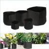 Planters Pots Non Woven Grow Bag With Strap Handles Vegetable Plant Planters Aeration Fabric Breathable Garden Flower Pots Black 5 Dhc1C