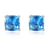 Small and delicate synthetic sapphire s925 silver stud earrings women jewelry Korean fashion luxury geometric gem earrings accessories gift