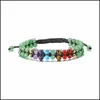 Contas de pedra semi -preciosa de miçangas de pedra 7 Chakra Bracelet Charme Double Ajuste Pulseira Ajusta Pulseira Pulseira Mulher Moda Judeu Dhuhg