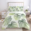 Bedding Sets Duvet Cover Set Sheet Family Euro 2.0 1.5 For Home Bed Linen 3D Luxury Linings 7pcs Nordic Green Leaf