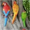 Garden Sets Resin Parrot Statue Wall Mounted Diy Outdoor Garden Tree Decoration Animal Scpture For Home Office Decor Ornament T20011 Dhj71