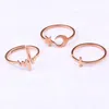 Anneaux de mariage Mode Classique Bague en acier inoxydable Étoile Lune Géométrie Rose Or Dames Ouverture Réglable Bijoux Cadeau De Fête