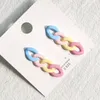 Boucles d'oreilles créoles Makersland pour femmes acrylique Simple chaîne couleur bonbon géométrique longue boucle d'oreille à la mode couleur gland