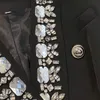 Damespakken Blazers Spring herfst Retro Diamanten bezaaide vrouw Gerolde jas vrouwelijke ol jas afslaan kraag kristal vest tops 221117